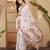 White embroidered belted saree with blouse piece
