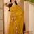 Mustard floral embroidered saree with belt