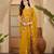 Mustard floral embroidered saree with belt
