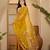 Mustard floral embroidered saree with belt