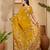 Mustard floral embroidered saree with belt
