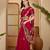 Magenta floral embroidered belted  georgette saree with blouse piece