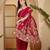 Magenta floral embroidered belted  georgette saree with blouse piece