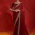 Maroon georgette embroidered saree with matching blouse