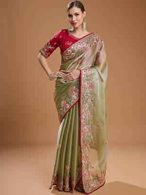 Green embroidered sarees 1