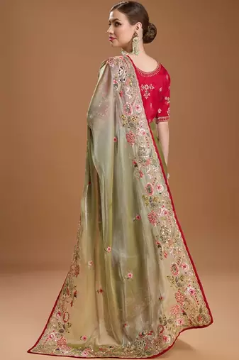 Green embroidered sarees