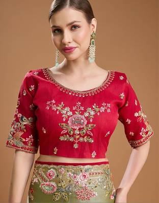 Green embroidered sarees 5