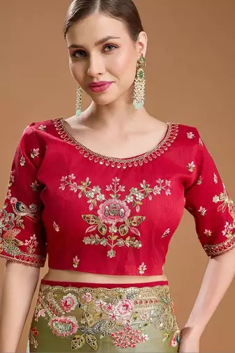 Green embroidered sarees