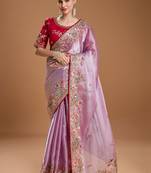 Lavender embroidered  sarees