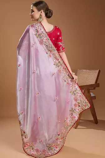Lavender embroidered  sarees