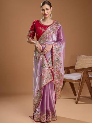 Lavender embroidered  sarees 3