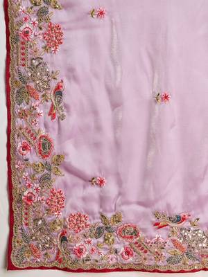 Lavender embroidered  sarees 4