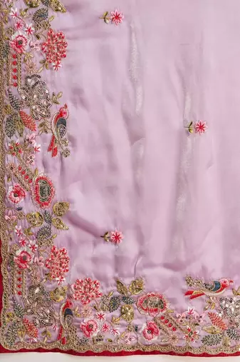 Lavender embroidered  sarees
