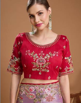 Lavender embroidered  sarees 5