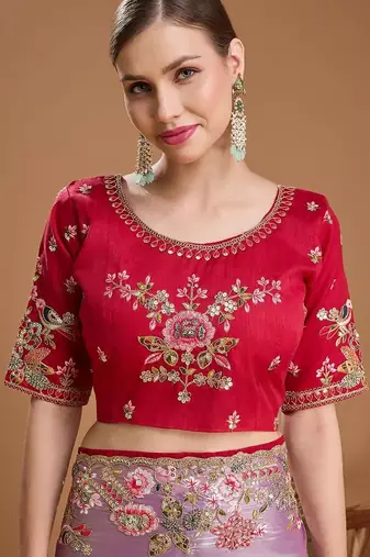 Lavender embroidered  sarees