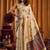 Cream woven design khadi sarees with unstiched blouse