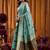 Teal woven design khadi sarees with unstiched blouse