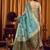 Teal woven design khadi sarees with unstiched blouse