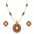 Certified Pearls Ruby Emerald Bloom Pendant Set
