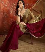 Gold sequinned tissue designer saree