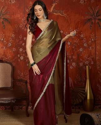 Gold sequinned tissue designer saree 2