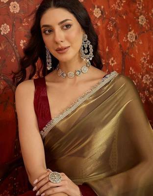Gold sequinned tissue designer saree 3