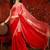 Red women ombre sequinned tissue designer saree