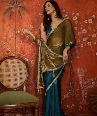 Multicolor embellished sequinned tissue designer saree 3