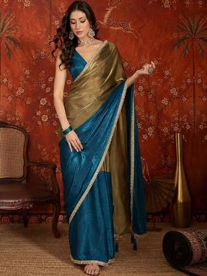 Multicolor embellished sequinned tissue designer saree 4