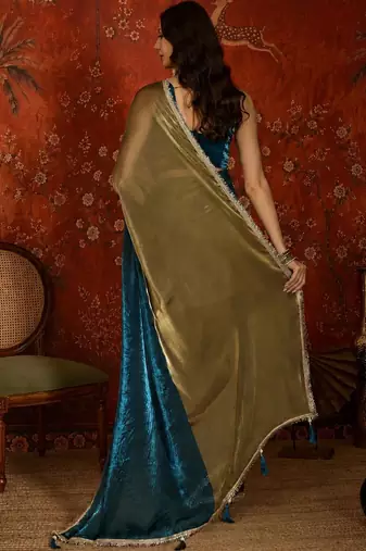 Multicolor embellished sequinned tissue designer saree