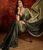 Olive sequinned tissue designer saree