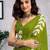 Green printed  cotton ready to wear saree with unstitched blouse piece