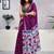 Purple  cotton printed block print ready to wear saree with blouse piece