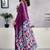 Purple  cotton printed block print ready to wear saree with blouse piece