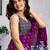 Purple  cotton printed block print ready to wear saree with blouse piece