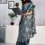 Blue  cotton block printed ready to wear saree blouse piece