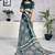 Blue  cotton block printed ready to wear saree blouse piece