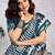 Blue  cotton block printed ready to wear saree blouse piece