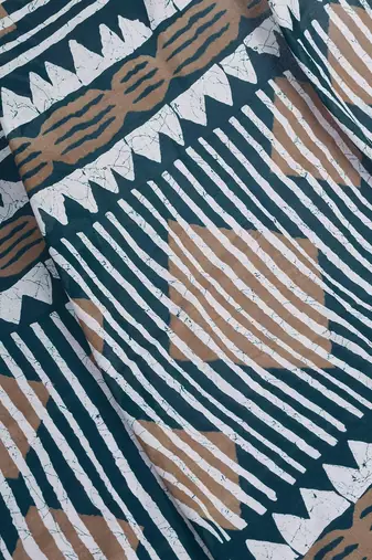 Blue  cotton block printed ready to wear saree blouse piece