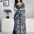 Blue  cotton block printed ready to wear saree blouse piece