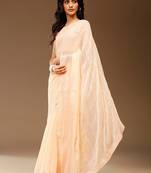 Peach embellished chiffon party saree