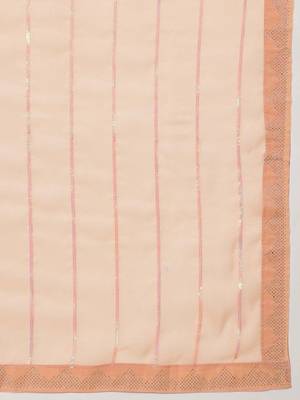 Peach embellished chiffon party saree 5