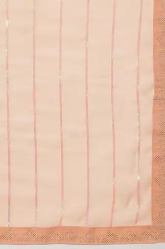 Peach embellished chiffon party saree