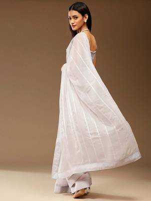 Grey ethnic embellished party chiffon saree 2