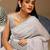 Grey ethnic embellished party chiffon saree