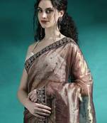 Brown embroidered sarees
