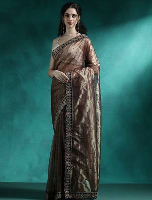 Brown embroidered sarees 2