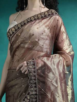 Brown embroidered sarees 5