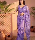 Lavender sequinned net designer saree