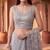 Grey sequinned net designer saree